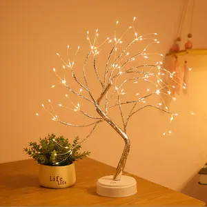 Lâmpada de led para árvore de bonsai, luz de led para árvore de fadas artificial, branca e prateada, 108