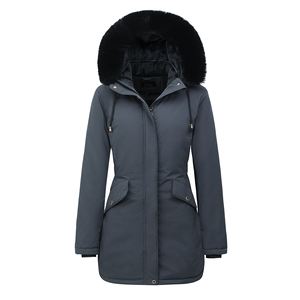 Nouvelle collection Hiver 2025 – Manteau long en coton simple pour <span class=keywords><strong>femme</strong></span> avec col en fourrure et revers, veste chaude en duvet de coton - Product Image 5