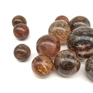 Mini esfera rutilada de cristal de cuarzo, bola rutilada roja de oro Natural de alta calidad para decoración, venta al por mayor