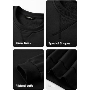 FOXA <b>Mens</b> Cotton Sherpa Lined Sweatshirt Long Sleeve Crewneck Fleece <b>Pullover</b> Fall Winter Casual Wear - Product Image 6