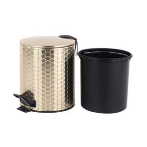 سلة قمامة صغيرة ذهبية 3 لتر و5 لتر ذات سطح منقوش - Product Image 5