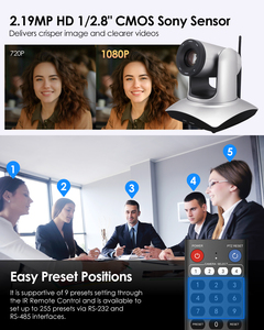 5.8G Wireless Conference Room Video Steaming <b>Camera</b> System WiFi 10X Optical PTZ for Filming Worship Content Creator MC3058 1080P - Product Image 6