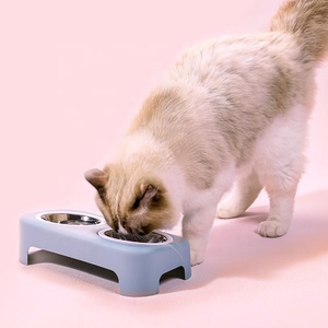 Grosir mangkuk anjing kucing Stainless Steel, aksesori hewan piaraan sederhana warna permen ganda peralatan makanan plastik mangkuk hewan peliharaan - Product Image 4