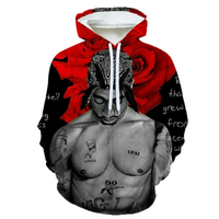 Sweat-shirt imprimé 3D pour rappeur R.I.P Tupac à imprimé numérique pour homme, sweat-shirt surdimensionné