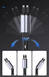 Cargador Rápido para Auto, Estación de Carga para Teléfono 4 en 1 con Pantalla LED Digital, 2 Cables Retráctiles Tipo C, Cargador Portátil para iPhone 16 - Product Image 6