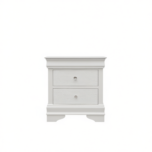 Comodino Bianco dal Design Tradizionale con 3 Cassetti e Frontali in Rilievo, Arredamento per Camera da Letto - Product Image 1