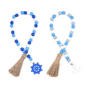 Nouvelles pampilles en corde de chanvre à motif café et perles en bois colorées pour la décoration de plateaux, ornements et pendentifs - Product Image 5