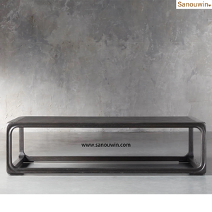 내구성 편안한 미니멀리스트 우드 사이드 테이블 손 조각 윤곽 블랙 얼룩 영원한 호소 야외 안뜰 공원 호텔 - Product Image 5