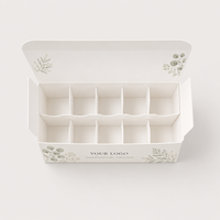 Boîte en carton blanc de haute qualité à cinq compartiments avec couvercle rabattable, plateau de séparation personnalisé pour compléments et flacons