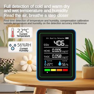 Moniteur de qualité de l'air professionnel 10-en-1, détecteur de CO2/formaldéhyde/TVOC/température/humidité pour la maison, l'hôtel, le bureau et la voiture KQ-10 5 - Product Image 2