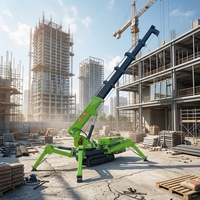Mini-grue araignée, petite grue araignée sur chenilles, grue araignée à flèche articulée télescopique, télécommandée, diesel, RC, avec nacelle élévatrice