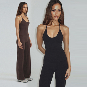 Set da Allenamento per Donna: Top Regolabile <span class=keywords><strong>con</strong></span> Schiena Aperta e Pantaloni a Gamba Larga, Leggings a Zampa per Fitness e Yoga - Product Image 3