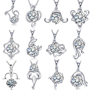 패션 12 갤럭시 조디악 사인 펜던트 목걸이 행운의 탄생석 목걸이 참 펜던트 여성용 - Product Image 1