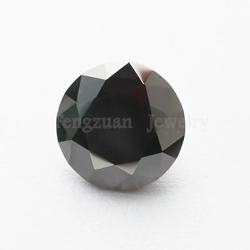 VVS1 Putaran Brilliant Cut Hitam Moissanite Berlian 0.5CT untuk 12CT Putaran Lab Tumbuh Hitam Moissanite Longgar