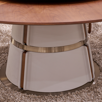 Ensemble de table à manger ronde rotative en marbre rouge au design moderne, meubles de salle à manger pour villa, 6 places