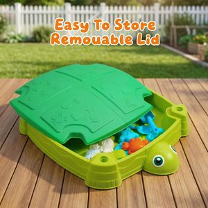 Nouvelle Grande Boîte à <span class=keywords><strong>Sable</strong></span> Carrée Tortue 2026 pour Enfants avec <span class=keywords><strong>Couvercle</strong></span> de Protection et Parasol Réglable, Inclut un Ensemble de 10 Jouets de Plage - Product Image 5
