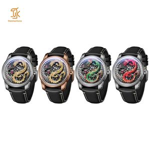 Relojes de Dragón 3D Chapados en Oro de Marca Personalizada de 42 mm con Correa de Cuero, Reloj de Pulsera Mecánico de Cuerda Automática, Proveedor - Product Image 5