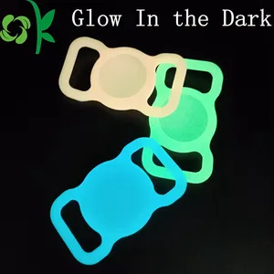 OKSILICONE Best Selling Glow In Dark Silicone Protective Case For Airtags Adjustable GPS Tracking Dog Cat Collar