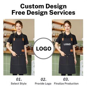 Bulk Custom Logo Reusable Heavy Duty Denim Canvas Sleeveless Work <b>Apron</b> Adjustable Adult Size Cleaning Bib Pockets Barista - Product Image 3