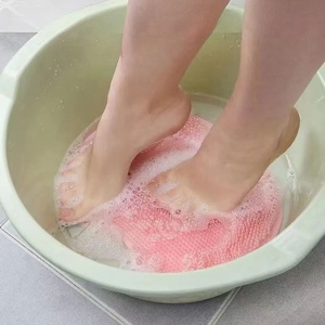 Silicone <b>Bath</b> <b>Scrubber</b> Mat, Shower Foot Cleaner with Strong Suction Cups, Exfoliating Back & Foot Massager for Bathroom - Product Image 1