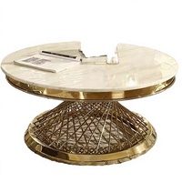 Table basse de luxe moderne en marbre avec plateau en métal et cadre en acier inoxydable doré pour la maison, le salon, la villa et l'hôtel - Vente en gros 2025