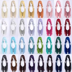 Peluca de cosplay para mujer, pelo largo y liso de 100cm, cubre toda la cabeza con flequillo, estilo Anime, pelucas elegantes para dar forma al rostro - Product Image 2