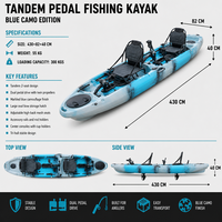 Yacht de pêche sportif biplace à double propulsion, avec pédales et moteur électrique à utilisation simultanée, en HDPE, vente en gros