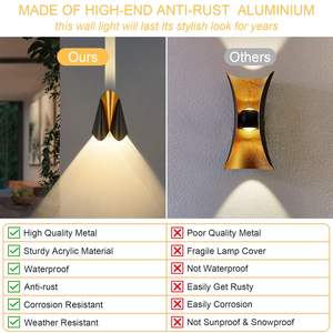 أضواء سوداء حديثة ، أو K لأعلى لأسفل الفناء ، أضواء جدارية تُثبت في الهواء الطلق الشمعانات لمدخل ساحة المنزل - Product Image 5