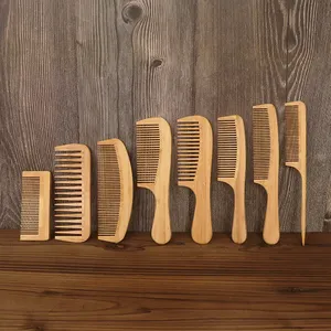 定制品牌标志环保木制宽齿梳子竹木梳子