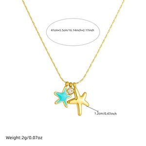 Starfish Pendant Necklace Gold Plated Chain Blue Enamel Charm Women's Fashion Jewelry Gift Yiwu Origin - Product Image 3