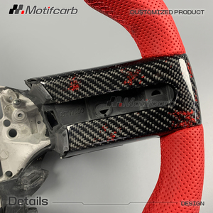Volante Personalizado de Fibra de Carbono Roja con Empuñaduras de Cuero Rojo para Ford Mustang GT GT500 Coupe Shelby Boss 302 S197 2005-2014 - Product Image 4