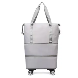 2024 Waterproof Gym Sport Duffel Custom Logo Fitness Women Man Travel With Wheel Expandable 35 L Yoga Tote Carrier Handbag