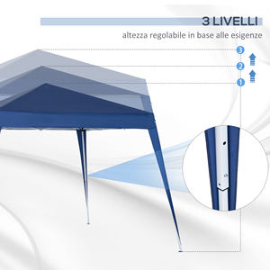 Outsunny 2,4x2,4 m Gazebo de jardín plegable con marco de acero y cuerdas a prueba de viento, azul - Product Image 6