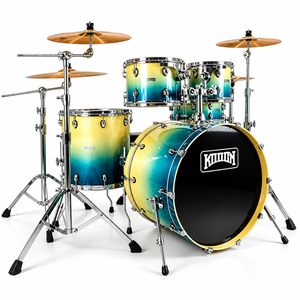 Professionelles 5-teiliges Schlagzeug-Set Akustisches Drum-Kit mit Farbverlauf-Lackierung und Doppelträger-Hardware - Product Image 1