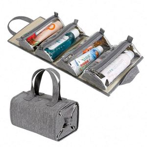 Bolsa de Maquillaje Enrollable Colgante de Fábrica BSCI, Neceser de Viaje, Organizador de Cosméticos Personalizado para Mujer, 4 Bolsas de Almacenamiento Extraíbles - Product Image 2
