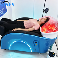 Fauteuil-lit professionnel de lavage capillaire pour salon de beauté, équipement vapeur pour cheveux avec massage par pulserie automatique et suivi des données de santé