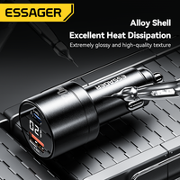Cargador de Coche ESSAGER Serie FSJ-009 de Aleación de Aluminio 12V - 24VPPS PD3.0 USB Tipo-C 120W para Carga Rápida de Celulares