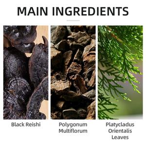 Extractos de plantas orgánicas 250Ml Black Reishi & Fo-Ti Champú espesante Promueve la producción de melanina para el <span class=keywords><strong>tratamiento</strong></span> de canas - Product Image 3