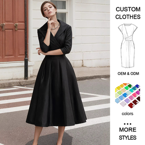 Vestido de Primavera Estilo Hepburn Vintage Transfronteiriço, com Cintura Marcada e Saia Ampla, em Cetim Grosso, de Alta Qualidade, Estilo Fato Justo, Moda Euro-Americana - Product Image 1