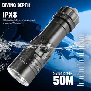 L2 LED <span class=keywords><strong>1000lumen</strong></span> lặn đèn nhôm 50m Mini lặn Torch với dưới nước đẩy chuyển IP68 đánh giá đèn pin - Product Image 6