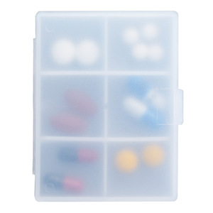Mini Medicine Box With Six Compartments Detachable Dividers Portable Travel Pill Storage Case White Solid Color LKL 030 - Product Image 5