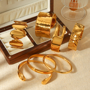 Gioielli impermeabili in acciaio inossidabile 18K placcato oro spesso bracciale aperto Pulseras - Product Image 4