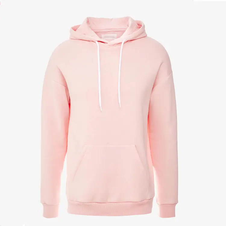 Men's Sports Hoodies Casual Style Wholesale Custom Logo Color Pink Sweater Men's Solid Color Pullover Hoodies