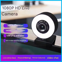 Webcam élégante et performante 1080P HD avec rotation à 360° °   Lumière rotative et de beauté Plug & Play pour une diffusion fluide