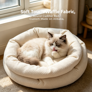 Lit pour <span class=keywords><strong>chien</strong></span> et chat en tissu Walfle doux, forme hexagonale, taille personnalisée, orthopédique, apaisant, anti-anxiété, lavable en machine, respirant, lit de luxe pour animaux de compagnie - Product Image 3
