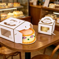 Boîte à gâteau personnalisée avec fenêtre et poignée, recyclable, qualité alimentaire, pour boulangerie, desserts à emporter, emballage en gros