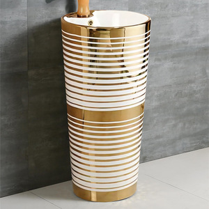 Lavabo en céramique, adapté aux balcons et aux petits appartements. Lavabo sur pied avec plusieurs options de couleurs. - Product Image 2