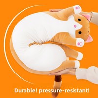 Peluche chat longue transfrontalière, coussin-poupée mignon en coton PP, hauteur réglable, pour 14 ans et plus, pour dormir et se prélasser, avec support de jambe, fabriqué en Chine