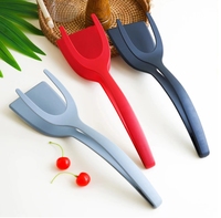 Ustensiles de cuisine ménagers 2-en-1 Pince à crêpes Pelle à steak multifonctionnelle en nylon antiadhésive pour outils de cuisine