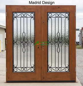Grille moderne simple Design extérieur noir en <span class=keywords><strong>fer</strong></span> <span class=keywords><strong>forgé</strong></span> et verre Modèle d'entrée avant à <span class=keywords><strong>porte</strong></span> unique pour l'extérieur - Product Image 6